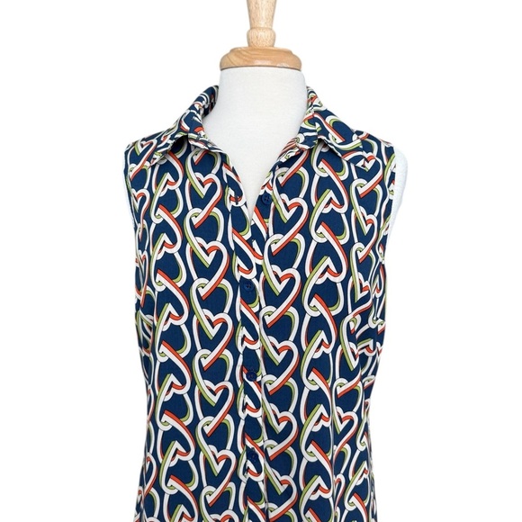 Cabi Amour Heart Print Sleeveless Shirt Versatile Dress Size Medium - Picture 2 of 10